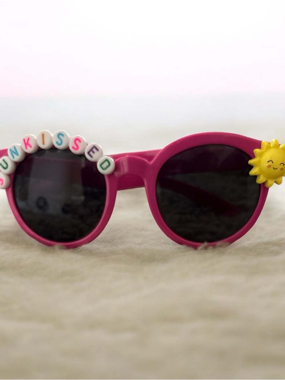 Kids Pink Sunnies with Bead 'SUNKISSED' Accent 5” Toddler Girl